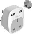 USB Plug Adaptor PK with 2 USB Ports, TESSAN 1 Way USB Plug Wall Plug Adapter, USB Charger Plug PK, 3 in 1 Multi USB Plug Sockets. 