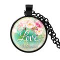 Faith Dream Love Hope Vintage Believe Art Letter Printed Glass Cabochon Pendant Necklace For Women Men Quote S. 