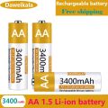 Daweikala AA1.5V 3400mAh Li-ion Rechargeable Battery AA Lithium-ion Battery for Remote Control Mouse Small Fan Electric Toy. 