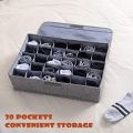 Underwear Socks Storage Organizer with Lids Foldable Closet Drawer Divider 24 Cells, Storage Box for Socks Underwear. 