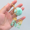 Key Chain Anti-yellowing Initial Fluffy Ball Alphabet Keychain. 