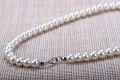 White 8mm Faux Pearl Beads Necklace. 