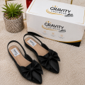 Gravity Footwear Women's Bow Pointed Toe Slingback Flats | Stylish Ladies Pumps | Comfortable Flat Shoes | Casual Party Wear Pumps | Soft Cushion Ladies Sandals | Fashion Footwear for Girls | Black, Beige & White. 