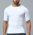 White Half Sleeve Compression Tee, Men Compression  Gym Sports T Shirt, Inner T Shirt, Compression T-Shirt Undershirt. 