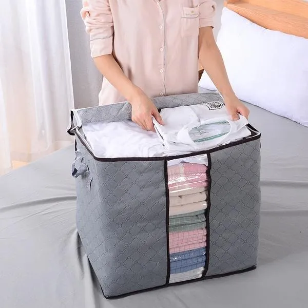 AK Plastic Large Storage Bags Storage Bag Clothes Storage Box Bins Foldable Closet Organizers Storage Containers with Durable Handles Thick Fabric for Blanket Comforter Clothing Bedding Daraz.pk