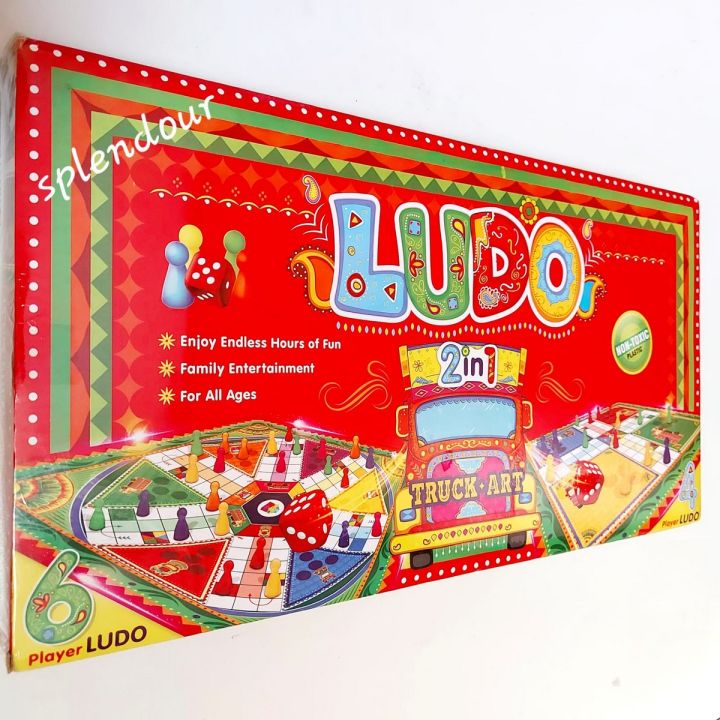 LUDO Board Game 2 in 1 Truck Art 4 Players Ludo & 6 Players Ludo Family Entertainment Board Game