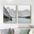 Mountain Lake Scenery Canvas Painting Living Room Wall Art Picture Poster Decor. 