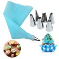 8 PCS/Set Silicone Icing Piping Cream Pastry Bag + 6 Stainless Steel Nozzle Set DIY Cake Decorating Tips Bakeware Utensil for Cook Tool & Gadget Sets. 