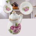 15 pieces Porcelain tea set Dollhouse miniature foods Chinese rose dishes cup. 