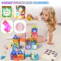75 PCS Magnetic Tiles Building Blocks Set 3D Magnetic Toys with Lights for Kids, Colorful Magnetic Marble Run Balls Educational Toys for Children 3 Years Up, STEM Birthday Gifts. 