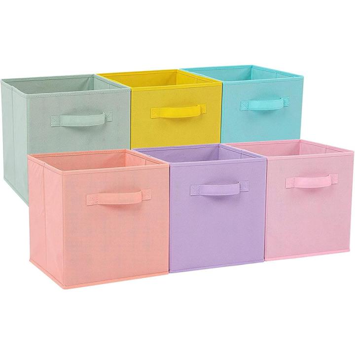 Fabric Storage Bins, Durable Fun Colored Storage Bins with Handles, Collapsible Baskets for Home, Kids Room, Closet and Toy Organization