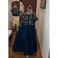 Aesthetic Sequins Embroidered Koti Jacket with Long Frock (2-Piece) Party Wear Maxi Dresses For Women. 