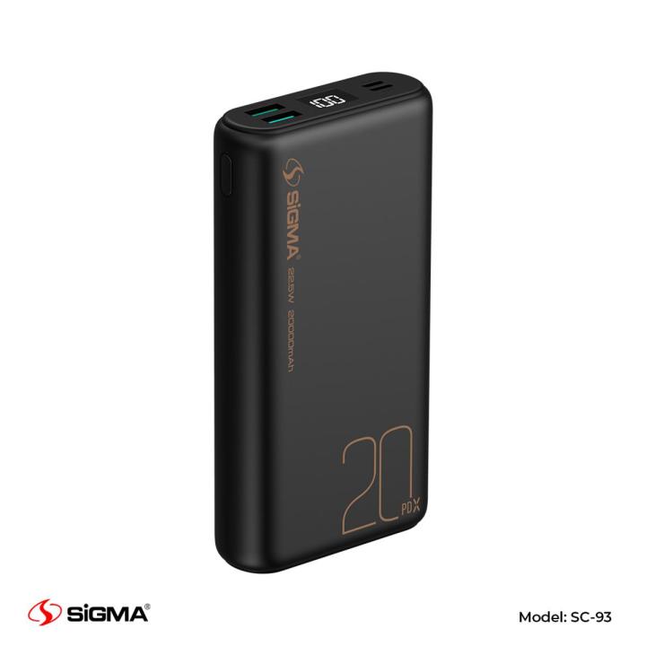 Sigma SC-93 Ababeel 22.5W PD+QC3.0 20000mAh 3 Output Power Bank LED Power Display FCP/QC/PD Super Fast Charging