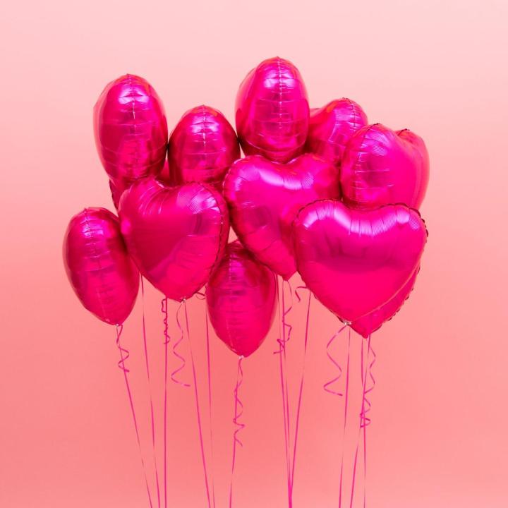 DARK PINK HEARTS SHAPE FOIL BALLOONS ( PACK OF 5 HEART FOIL BALLOONS )