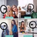 26cm Ring Light with Mobile Holder, Stand Holder and 7ft Stand, RingLight with 7 Feet Stand, Three Colours Makeup LED RingLight with Tripod Stand, Dimmable Selfie Ring Light with USB for Videography and Photography. 