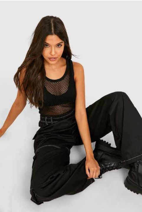 Fishnet Mesh T-Shirt Women Sexy Shirts Tops For Women Solid Color Sleeveless Tees Blouses Hollow Out Crop Tops