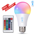 Multi-Color LED Bulb, Remote-Controlled RGB Multi-Color LED Light Bulb, 12W RGB LED Bulb, Remote-Controlled 12W RGB LED Light Bulb, Multi-color LED bulb, Dynamic night light bulb, Remote & Dimmable LED Bulb, Multi-Color Changing LED Light Bulb, (E27 Base). 