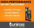 Uniross 2 AAA Industrial Alkaline Battery Cell. 