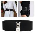 Wide Elastic Belt Solid Color Girdle Corset Dress Belt for Women Ladies Black. 