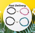 2Pcs/Set Beads Bracelet For Lovers Friendship Natural Stone Distance Magnetic Heart Couple Bracelets Fashion jewelry gift. 