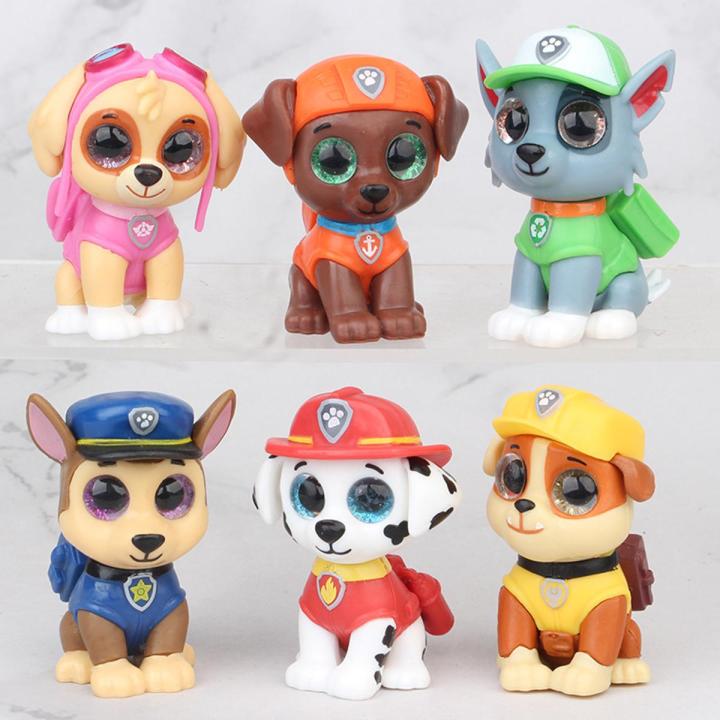 6pcs/set PAW Patrol Figure Toys Marshall Rubble Chase Rocky Zuma Skye PVC Cute Model Decoration Dolls Set