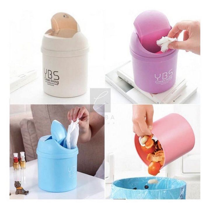 1Pcs Mini Table Desk Dustbin Household Shake Lid Type Waste Bin Garbage Trash for Car Office Home Kitchen and Study Table