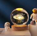 6cm 3D Crystal Ball Crystal Planet Night Light Laser Engraved Solar Globel. 