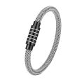 New Cross Border Steel Wire Woven Vintage Leather Bracelet Fashion Stainless Steel Magnetic Clasp Bracelet Men's Jewelry Wholesale. 