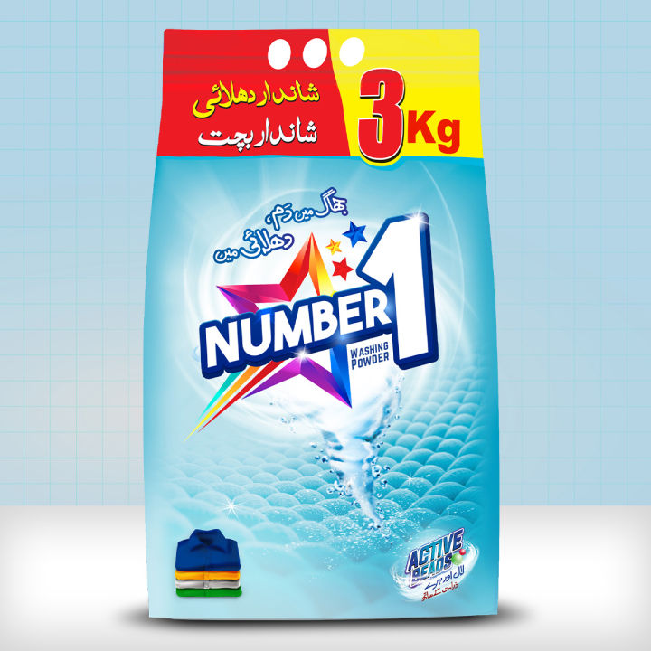 Number1 Washing Powder - 3kg Saving Pack, Advanced Washing Detergent for Ultimate Laundry Care