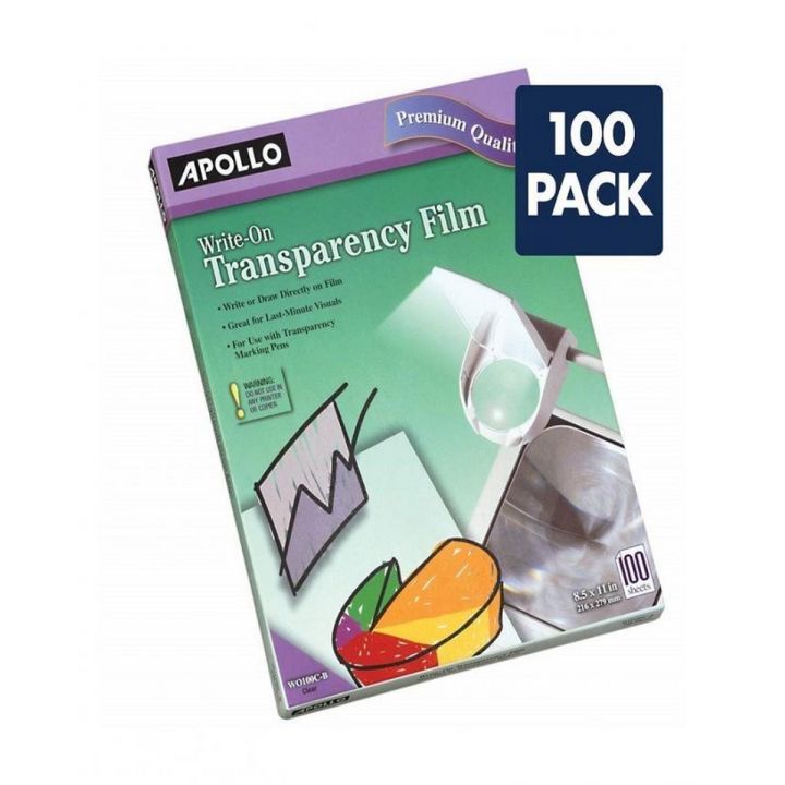 A4 Size- Transparency Film, Write-On, Clear, 100 Sheets/Pack - For laser printer