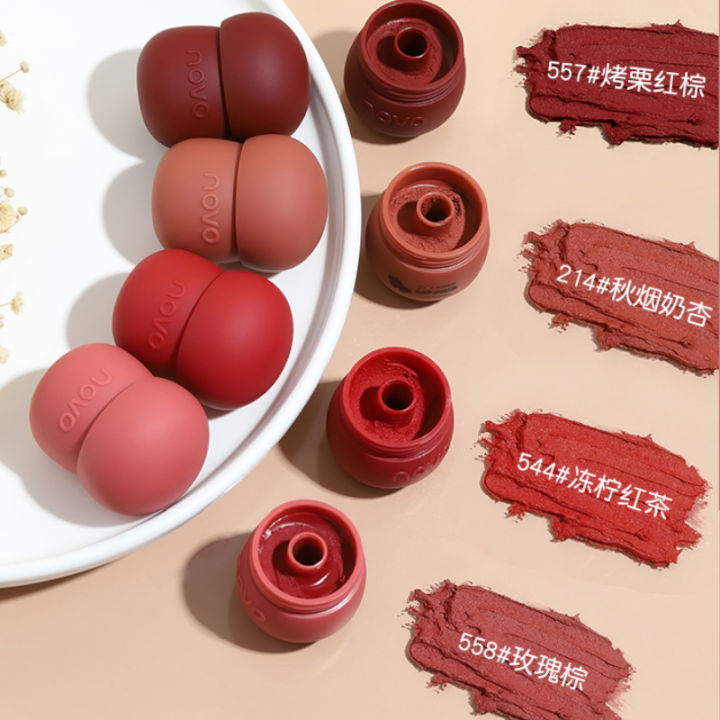 Makeup NOVO Small Mushroom Milk Jar Lip Clay Velvet Matte Waterproof Lipstick Not Easy to Fade Non-stick Cup Student Lip Gloss