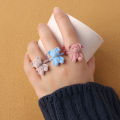 Vintage Flocking Bear Rings -Women Girls Kids Kawaii Geometric Adjustable Plush Animal Finger Open Rings -Trendy Jewelry Gift. 