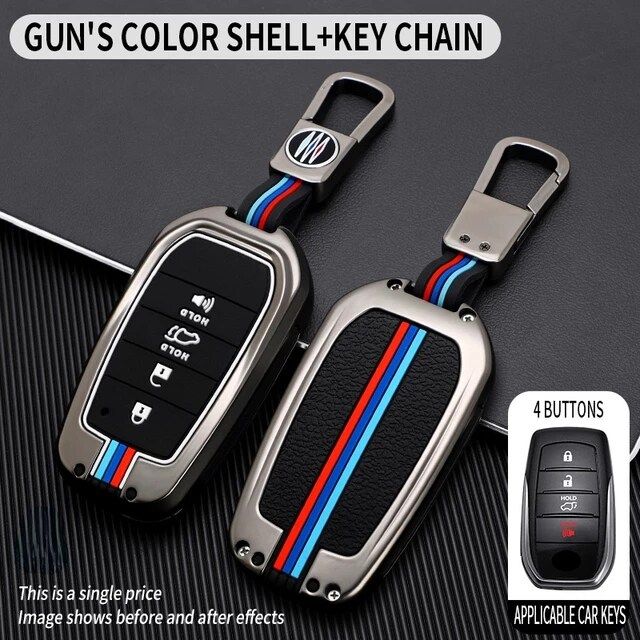 Toyota Fortuner 4 Button Premium Zinc Alloy Metal Key Cover With Key Chain Water-Resistant Scratch Proof For Fortuner Legender / Sigma