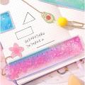Teacher's Day children's primary school students drawing stationery ruler set Korean version gift cute quicksand ruler hand account gold powder. 