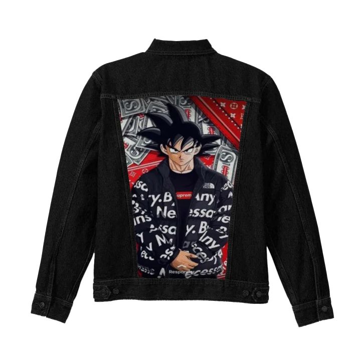 Goku Drip Dragon Ball Z Pinted Denim Jeans Jacket Anime