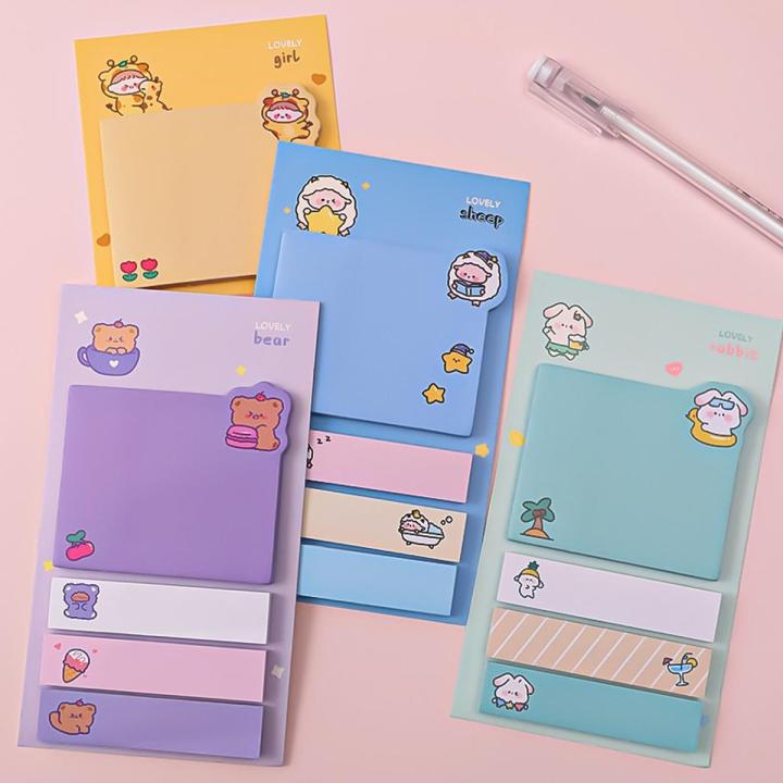 1 pack of 80 sheets cartoon bear cute index stickers Student office stationery notes Creative colorful little animal st