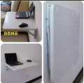 Foldable Wooden Wall Mount Laptop Table/Computer Table/Dvd Player Table Rack With White Foldable Brackets/Smart Office Table. 