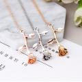 Elegant Wedding Engagement Lady Rose Flower Charm Chain Pendant Necklace Jewelry. 