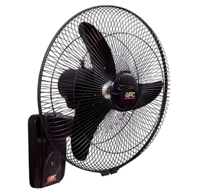 Wall Mounted Bracket Fan GFC Deluxe Model 18” Pure Copper Winding For Room BLACK