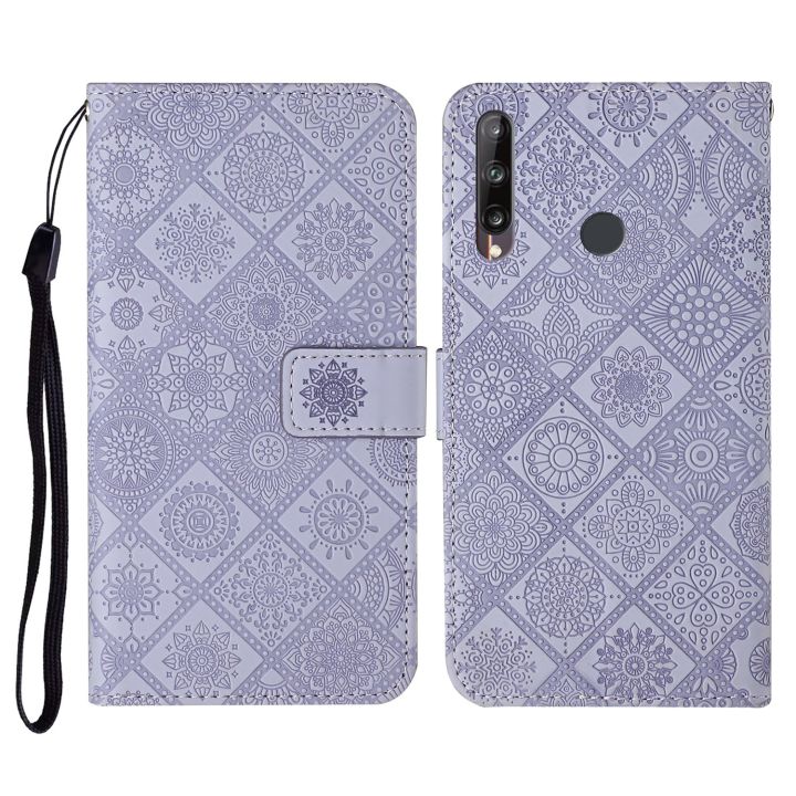 Huawei P40 lite E / Y7p Ethnic Style Embossed Pattern Horizontal Flip Leather Case with Holder & Card Slots & Wallet & Lanyard
