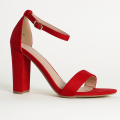 Women's Fashion Block Heel Sandals in Black, Maroon, Red, Blue, White, Light Pink, Silver, and Golden. 
