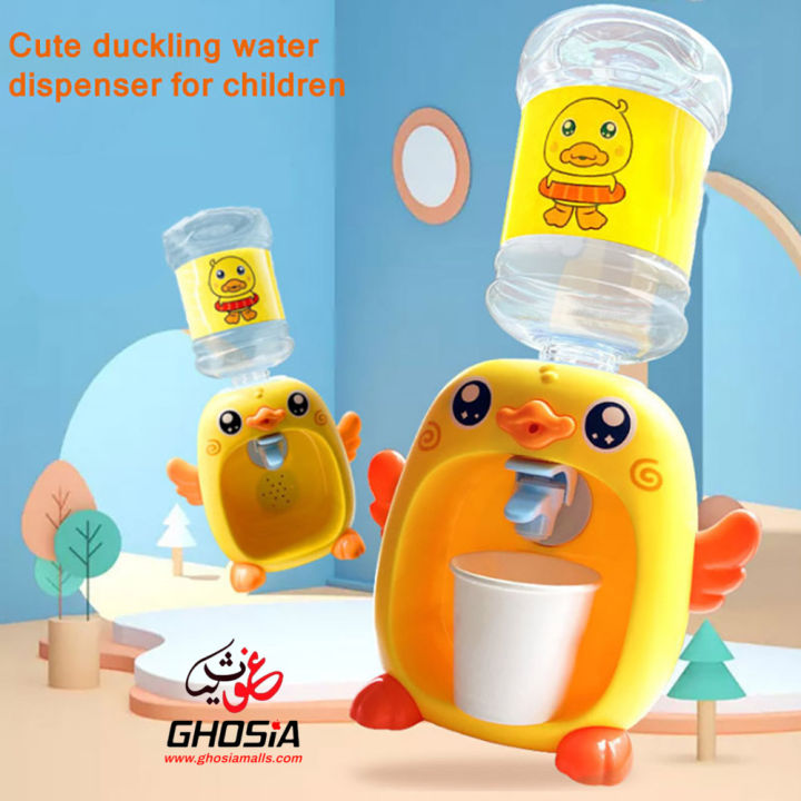 Duck Water Dispenser Mini Cute Duck Drink Water Machine Toy Electric Water Dispenser Safe to Use Model Educational Kids Dollhouse Accessories for Birthday Gift for Kids - 7420