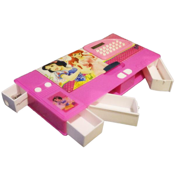Kids Geometry Box With Calculator And 4 Drawers For Organizing Stationery