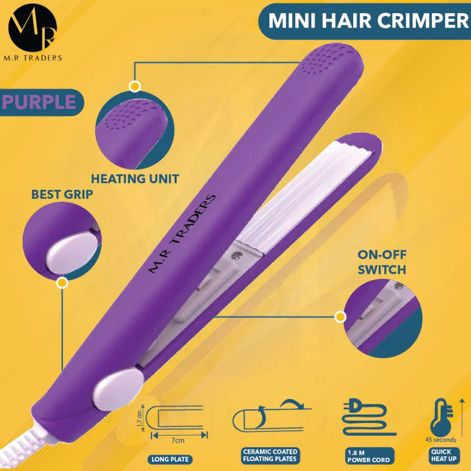 Mini Hair Crimper Electronic Crimper Curling Iron Hair Crimp Iron Ceramic Straightener Women Portable Hair Styling Tool for Home and Travel Daraz.pk