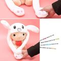 【Happier】 Children Women Warm Plush Rabbit Winter Caps Girls Animals Ear Moving Jumping Hats Kids Cute Bunny Fuzzy Pinch Airbag Funny Hats. 