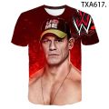 John Cena 3D printed pattern T-shirt American Wrestling Union WWE fitness breathable fashion men's short sleeves. 
