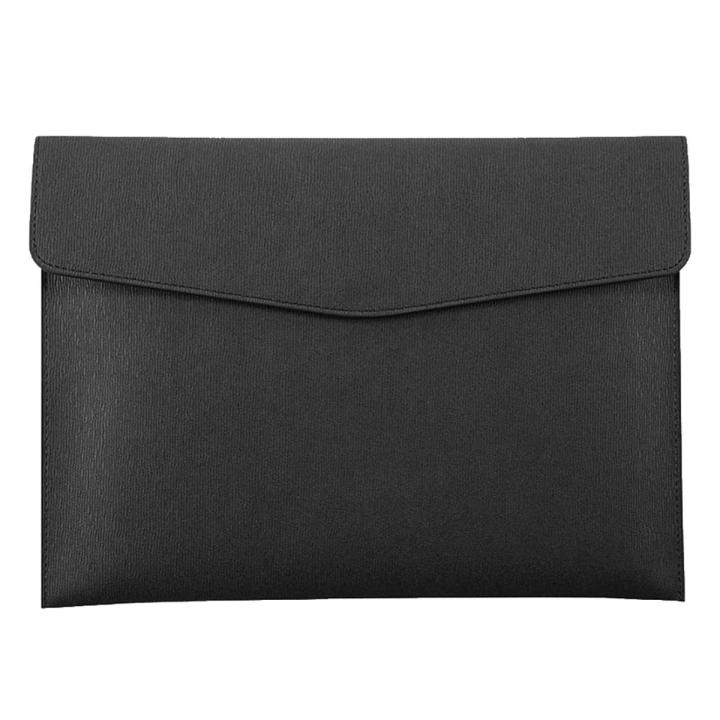 PU Leather A4 File Folder Document Holder Waterproof Portfolio Envelope Folder Case with Snap Closure(Black)