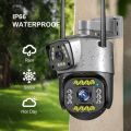 PTZ WIFI OUTDOOR DURAL LENS 2MP+2MP 4MP IN TOTAL DURAL IR LED COLORVU NIGHT VISION APP V380 PRO WITH POWER ADAPTOR. 