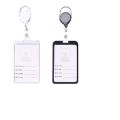 Heavy Duty Retractable Badge Holder with Aluminum Metal Vertical ID Card Holders for Office ID Cards (Black - Pack of 2). 