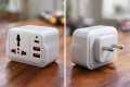 High Quality 5 in 1 Travel Extension Board Socket with Type C and @ USB Ports & Round pins | 2 AC Outlet Power Strip Multiprise 1 Convert 5 Extension Eu Power Plug Adapter For Home. 